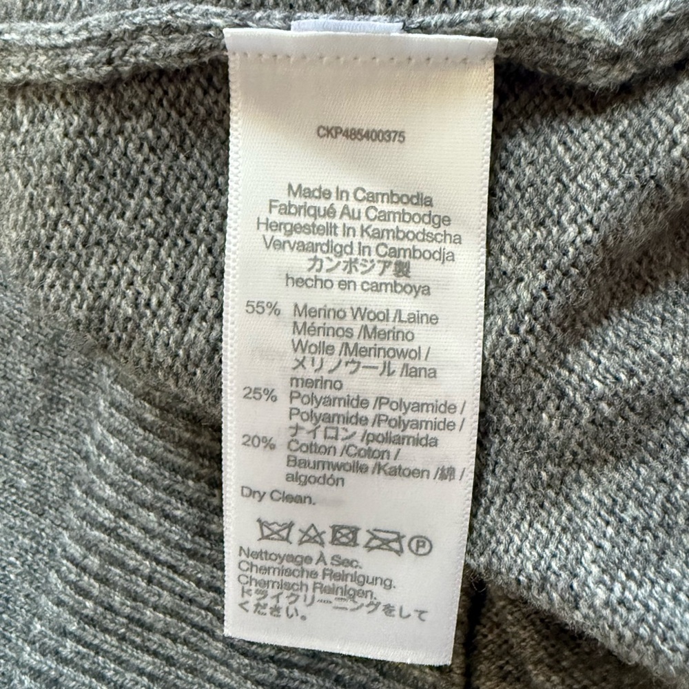 MADEWELL V-Neck Cardigan Sweater Merino Wool Blend  - Gray - Picture 9 of 10